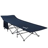 skandika Viia Campingliege | Bequemes Klappbett, stabile Konstruktion, bis 200 kg, große Liegefläche, 208 x 75 cm, faltbar, Seitentasche | Campingbett für Camping, Zelten, Festival, Zuhause