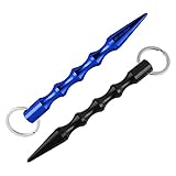 Gobesty Kubotan, 2 Stück Kubotan Selbstverteidigung, Druckverstärker Schlüsselanhänger, Self Defense Keychain, Wellengriff, 14 cm Lang, Selbstverteidigung Waffen Legal (Schwarz Blau)