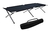 Kronenburg Feldbett XXL, Campingbett 210 cm x 72 cm x 45 cm – Belastbarkeit bis 200 kg TÜV Süd geprüft - in Schwarz