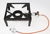Hockerkocher Gaskocher 4 TP 7,5 KW mit Piezo und Zündsicherung mit Schlauch und Regler