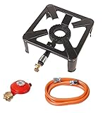 ROTHENBERGER Industrial Hockerkocher inkl. 1,5 m Propan-Gas-Schlauch & Propan-Konstantregler für Camping, Outdoor, 1500001392