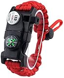 Verstellbares Survival Armband, 7 Core Paracord 20 in 1 Notfallsport-Armband-Getriebe-Kit mit wasserdicht LED SOS. Licht, Kompass, Rettungswhistle, Feuerstarter Multi-Tool for Wildnis Abenteuer YMIK