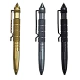 Saijer Tactical Pen,3 Stück Taktischer Kugelschreiber 3 Farben Multifunktional Aluminium mit Glasbrecher Tool Business Stift für Tactical Defense