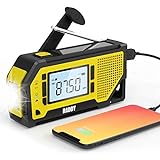 Raddy NW3 Kurbelradio Tragbares Solar AM FM Notfallradio Dynamo mit Handyladefunktion Taschenlampe und wiederaufladbares Batterie für Outdoor Camping, Gelb