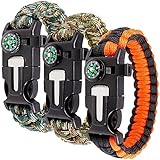 Bracelet Kit Set von 3 for Überleben im Freien, Maxin 9 Zoll Survival-Gang-Kit mit eingebettetem Kompass, Feuerstarter, Notfallmesser und Pfeife YMIK (Color : Colorful)