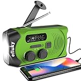 Efluky Solar Radio AM/FM Kurbelradio Tragbar USB Wiederaufladbar Notfallradio mit 2000mAh Power Bank, Led Taschenlampe, SOS Alarm und Handkurbel Dynamo für Camping, Survival, Reisen, Notfall (Grün)