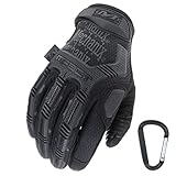 Mechanix WEAR M-PACT Tactical Einsatz-Handschuh, optimaler Schutz, atmungsaktiv beste Passform + Gear Karabiner, Schwarz Covert, Coyote, Multicam, Wolf Grey, Größe: S,M,L,XL (L, Schwarz)