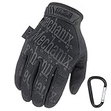 Mechanix WEAR ORIGINAL Einsatz-Handschuhe, atmungsaktiv & abriebfest + Gear-Karabiner, Original Glove in Schwarz, Coyote, Multicam/Größe S, M, L, XL (L, Schwarz/Covert)