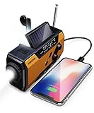 FosPower tragbares Radio 2000mAh (Modell- A1) Solar/Handkurbel/Batteriebetrieben Notfall Kurbelradio Externer Akku mit USB-Ladeanschluss, SOS und LED Taschenlampe fur Wandern, draussen