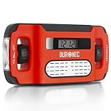 Duronic Apex Radio AM/FM - Mit Radiowecker und Taschenlampe - Aufladbar mit Solar, Kurbel und USB - 300mAh Akku - Bis zu 7h Musik mit voller Ladung - Ladefunktion für Handy - Notfallradio