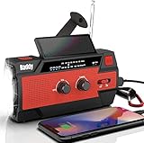 Raddy SW3 Kurbelradio Tragbares Solar Radio Notfall AM FM Dynoma Radio mit USB Handyladefunktion LED Taschenlampe und 4000mAh wiederaufladbares Batterie für Outdoor Camping (Rot)