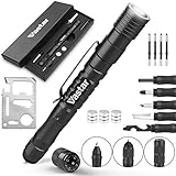 Vastar Tactical Pen, Multifunktions Taktischer Kugelschreiber, 4 in 1 Werkzeugkarte, Taktischer Stift mit Ersatzspitze, Geeignet für Camping im Freien und den Notfall, Schwarz