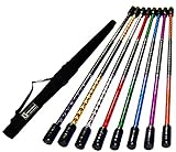 Flames N Games Pro Kontakt STAGESTAB / TRAININGSTAB Swing (L-140cm) Schönen Tag Holographic Deco StaBe +Reisetasche! Ideal für Kinder, Stage Performance & Innen-Praxis! (Schwarz/Black)